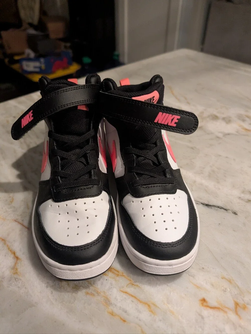 Nike Black, White & Pink Mid-Top Sneakers